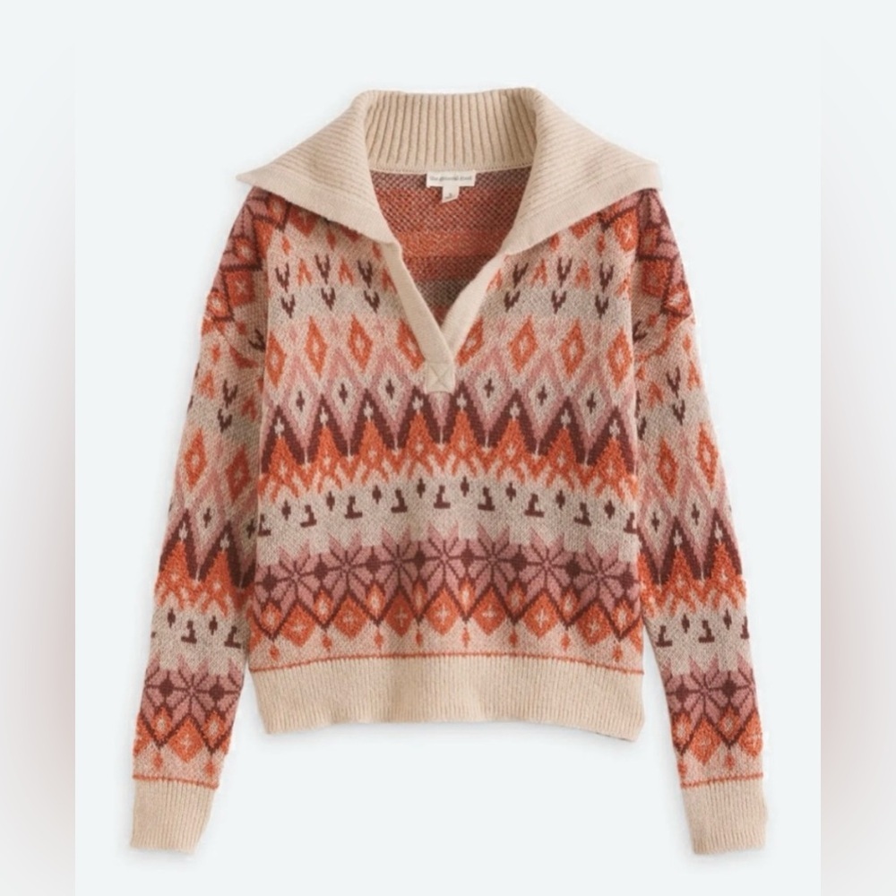 The General Good‎ Women’s Knit stitchfix V-Neck Folded Collar Sweater Size Large